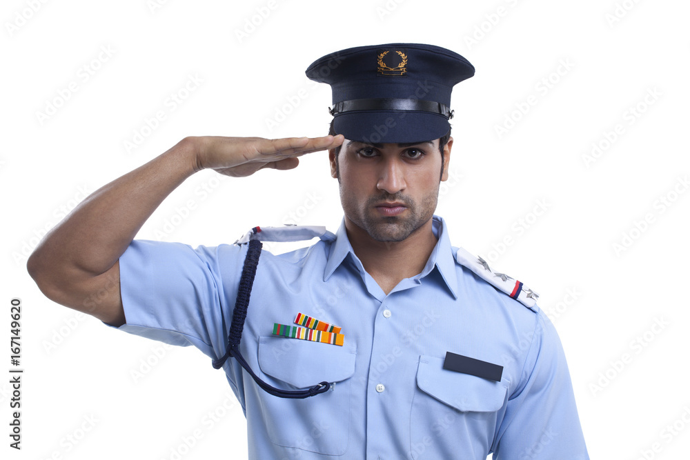 Young guard saluting 