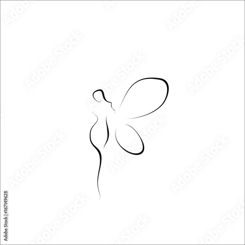 fairy icon vector line illustration