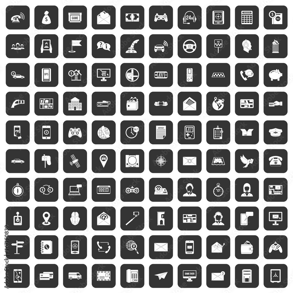 100 telephone icons set black 100 telephone icons set black