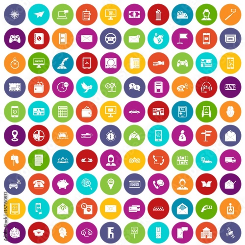 100 telephone icons set color