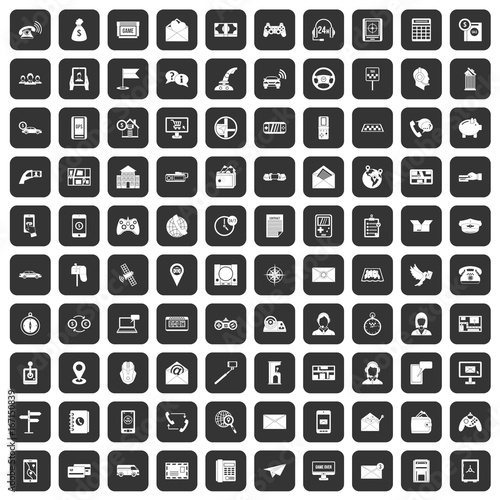 100 telephone icons set black