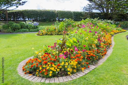 Billede på lærred Flowers and plants in a garden in the summertime