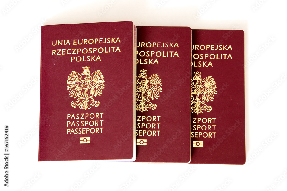 Polish biometric passports on white background. Polish biometric passports on white background.