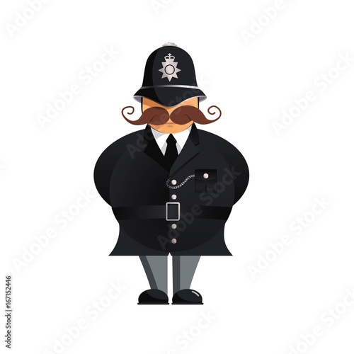British policeman - funny vector illustration