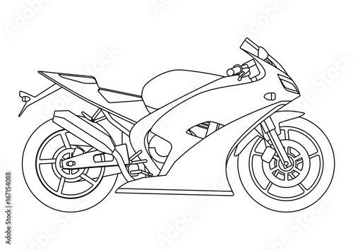 Hand draw style of a vector new motorcycle illustration for coloring book