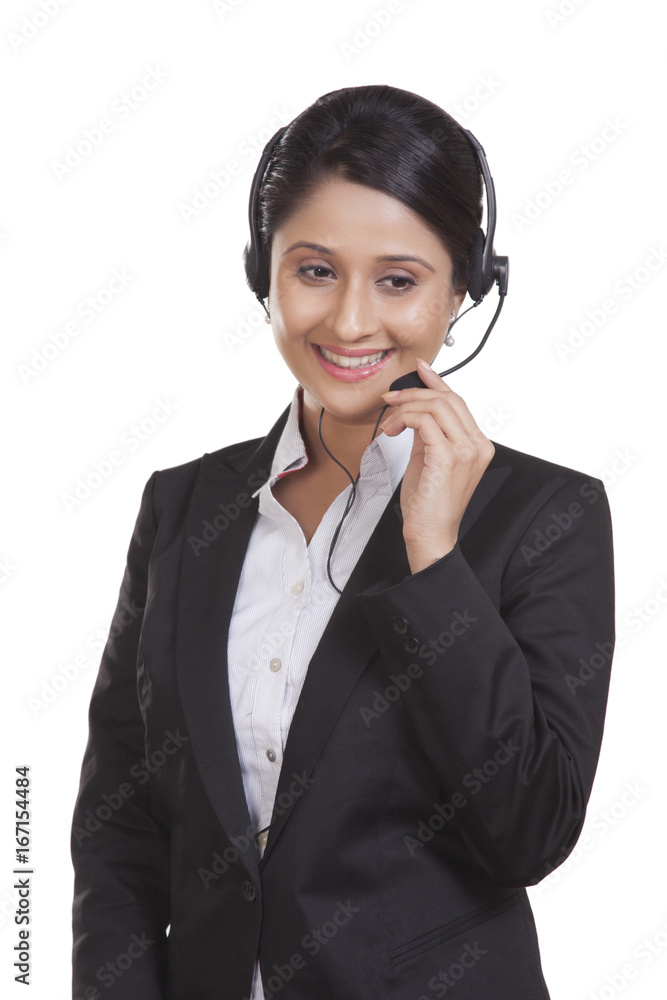 Portrait of a female call centre representative Portrait of a female call centre representative