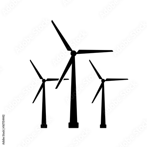 Wind turbine icon. Black, minimalist icon isolated on white background. Windmill simple silhouette. Web site page and mobile app design vector element.