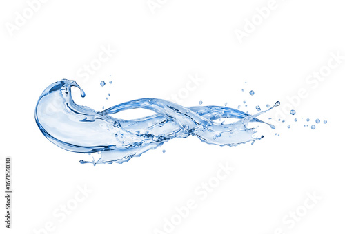Abstract splashes of fresh blue water on white background