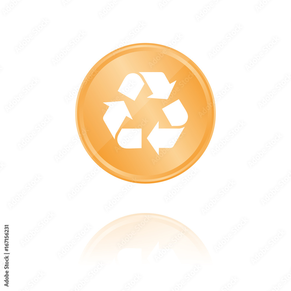 Recycling Bronze Münze mit Reflektion