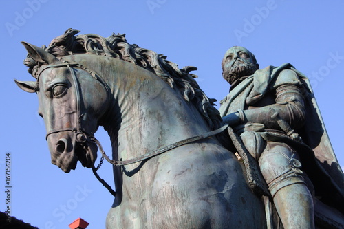 Bronze statue of Cosimo I de Medici (Duke of Tuscany) in Florence, Italy. 