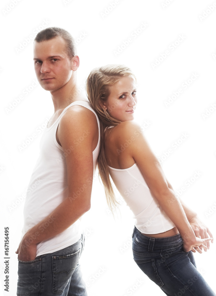 Sporty couple isolated on white background Sporty couple isolated on white background