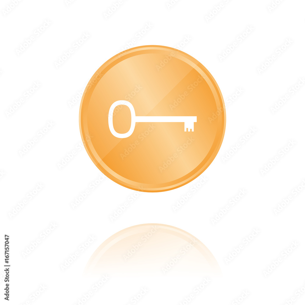 Schlüssel retro Bronze Münze mit Reflektion Schlüssel retro Bronze Münze mit Reflektion