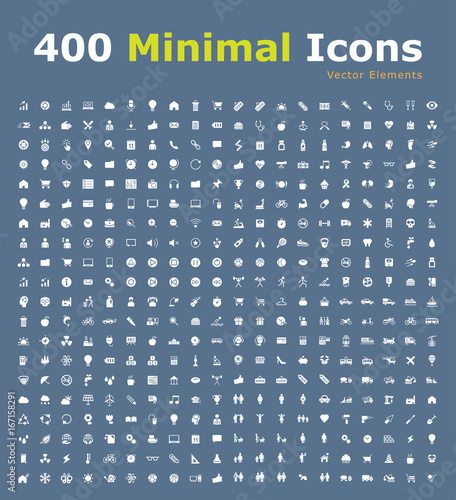 Set of 400 Universal Fitness Icons . Isolated Elements