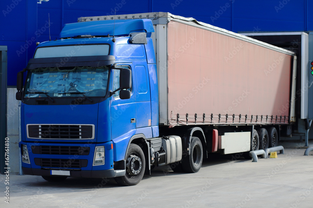 Truck at loading docks close-up