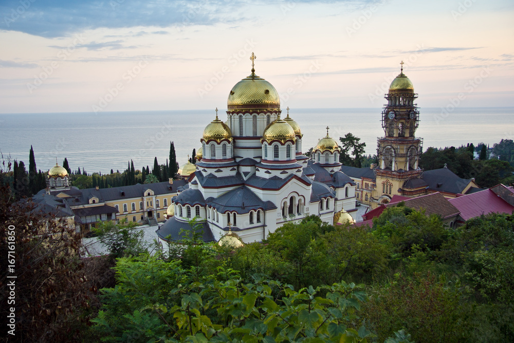 View to the New Athos Monastery of St. Simon the Zealot and Cathedral of St. Panteleimon the Great Martyr