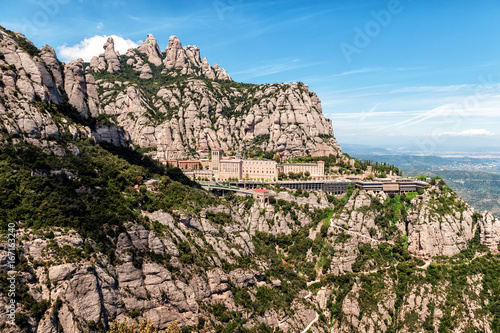 Santa Maria de Montserrat abbey in Montserrat mountains near Barcelona, Spain photo