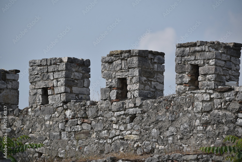Merlons and embrasures of the battlement, Gjirokaster fortress, Albania