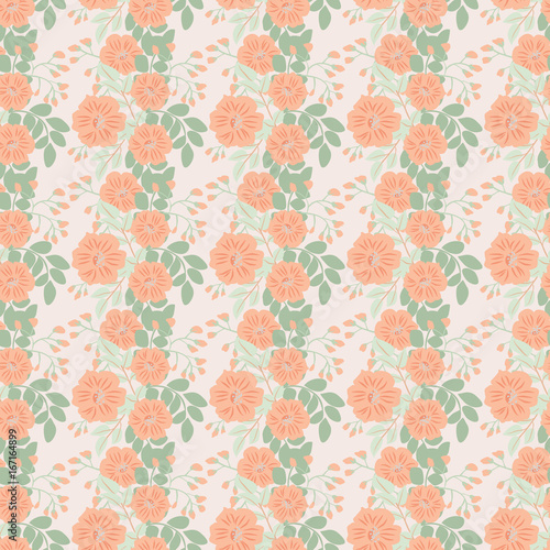 Seamless folk pattern in small wild flowers. Country style millefleurs. Floral meadow background for textile, wallpaper, pattern fills, covers, surface, print, gift wrap, scrapbooking, decoupage. © evamarina