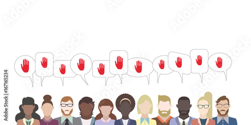 Leute mit Sprechblasen - Hand Stopp
