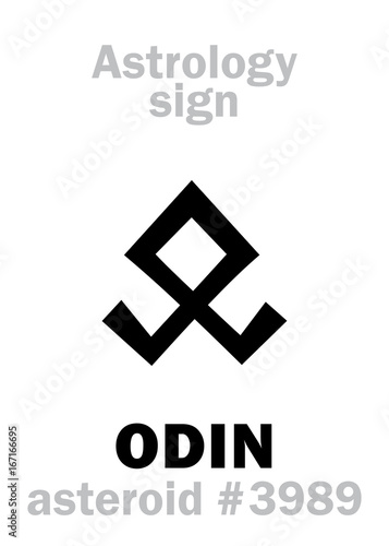 Astrology Alphabet: ODIN (Woden), asteroid #3989. Hieroglyphics character sign (single symbol).
