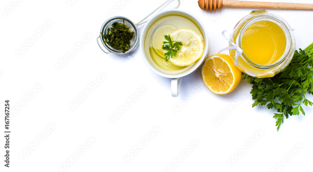 Parsley tea with lemon and honey Parsley tea with lemon and honey