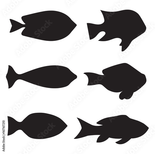 black fish silhouettes - vector illustration