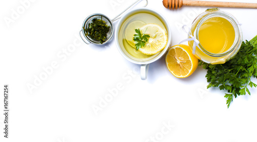 Parsley tea with lemon and honey