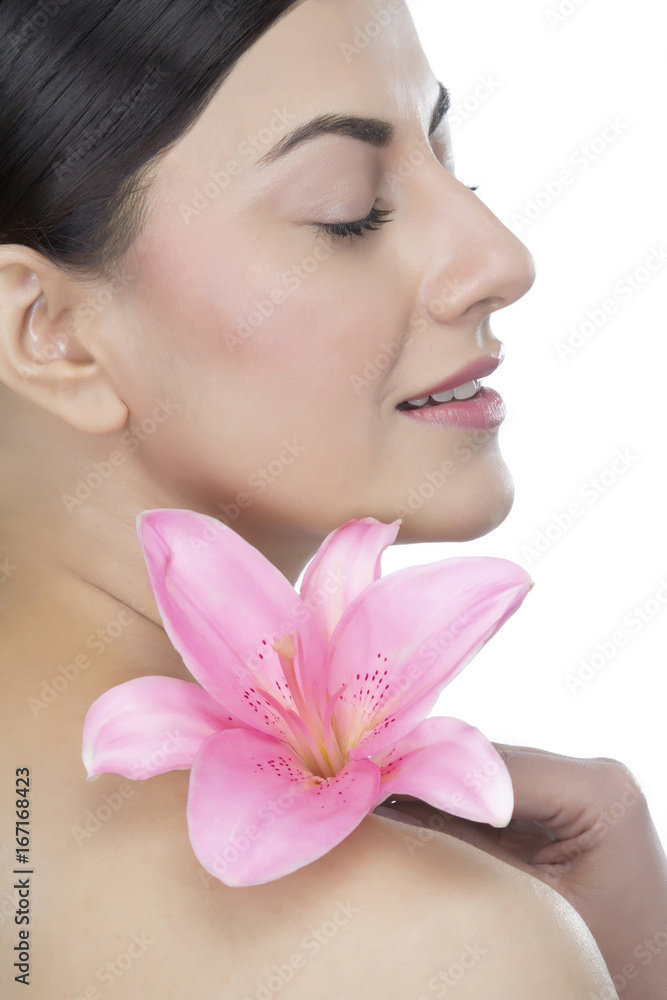 Beautiful woman with a flower Beautiful woman with a flower