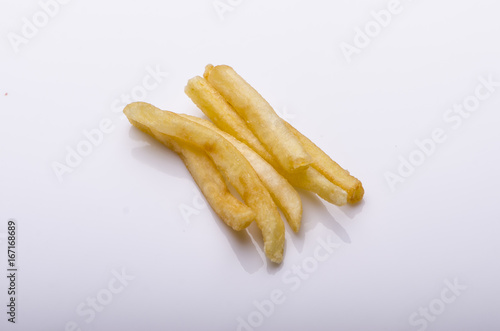 French fries on white background