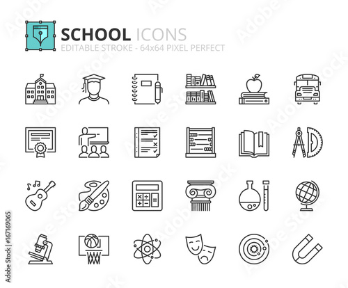 Outline icons about school