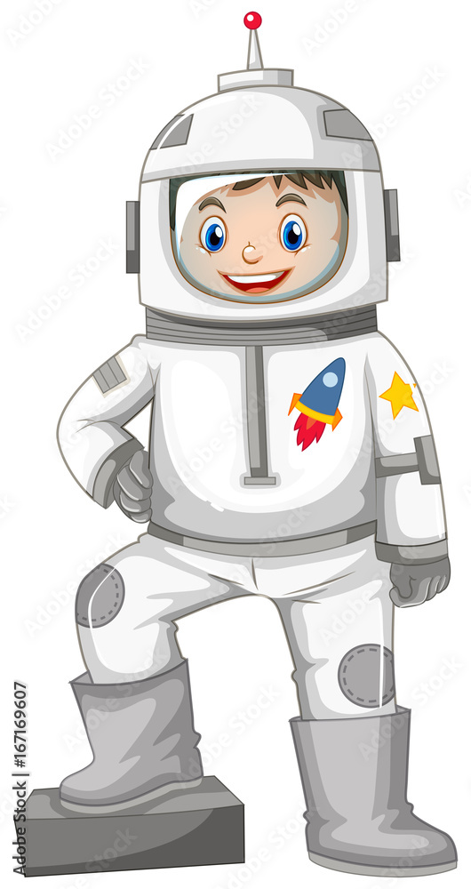 Happy boy in spacesuit