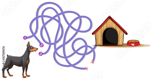 Boardgame template with dog finding home