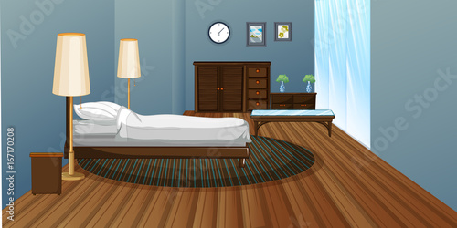 Bedroom with wooden floor