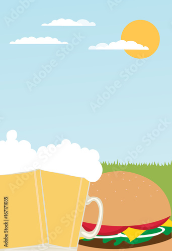burgers, beers and bbq party invitation flyer stock template