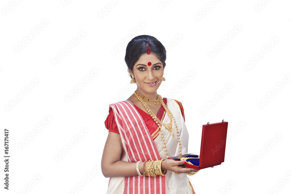 Portrait of Bengali woman with a jewelery box Portrait of Bengali woman with a jewelery box
