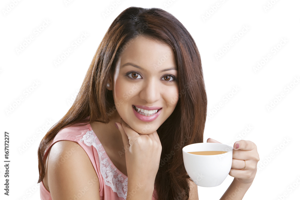 Portrait of a young woman with coffee Portrait of a young woman with coffee