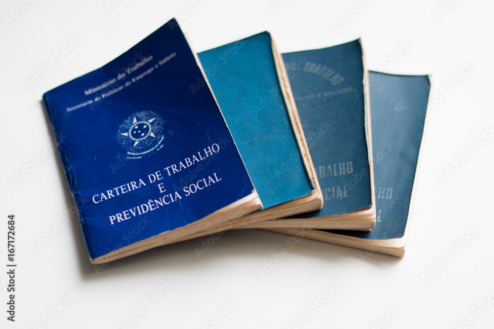 Brazilian document works and social security top view Brazilian document works and social security top view