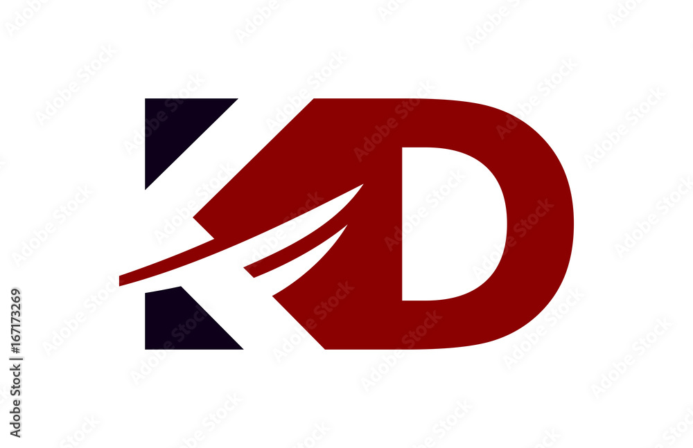 KD Red Negative Space Square Swoosh Letter Logo KD Red Negative Space Square Swoosh Letter Logo