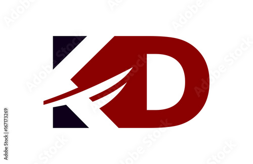 Free Download KD Red Negative Space Square Swoosh Letter Logo - GFXLoad