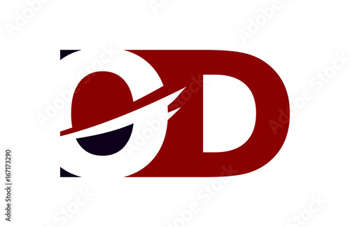 OD Red Negative Space Square Swoosh Letter Logo