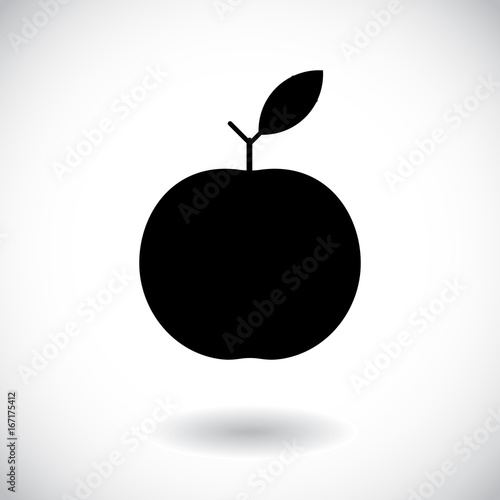 Apple with leaf. Isolated on white background. Vector illustration