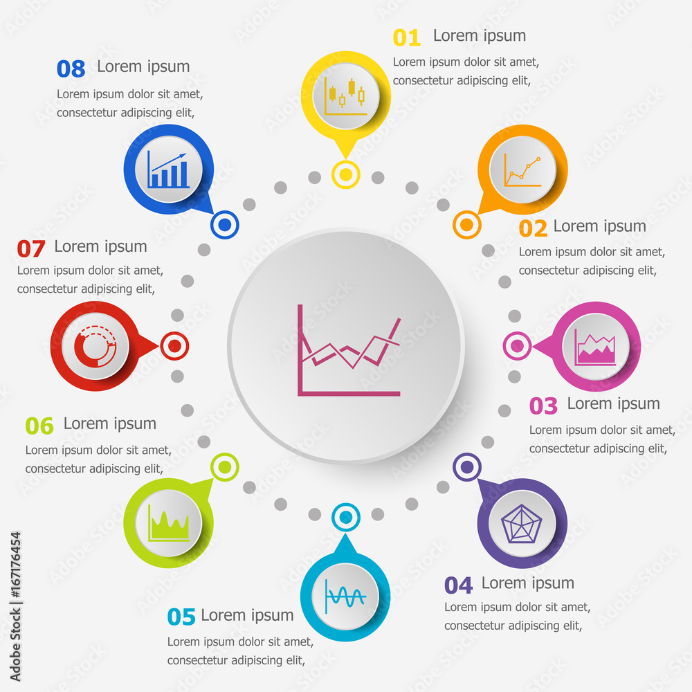 Naklejka premium Infographic template with graph icons