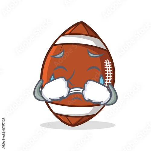 Crying American football character cartoon