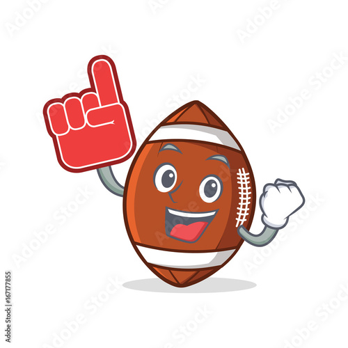 American football character cartoon with foam finger