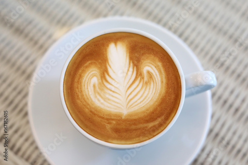 heart shape latte art of hot coffee drink tasty