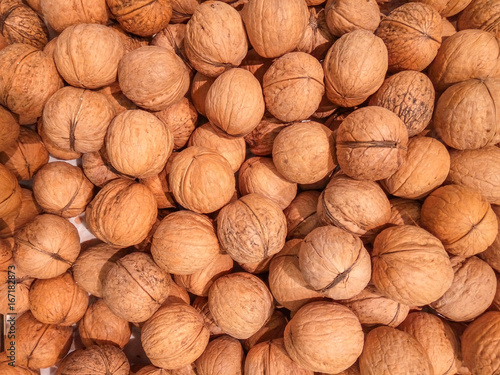 Whole walnuts background