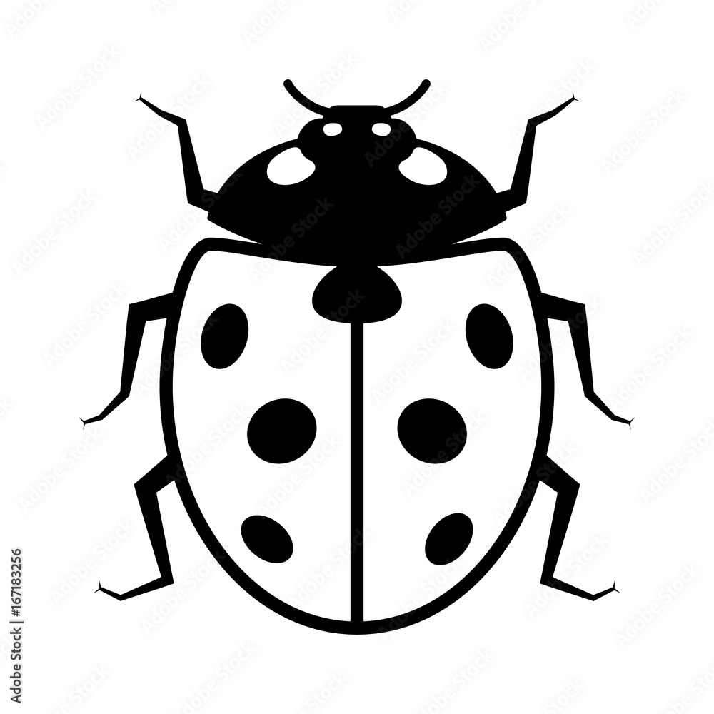 Fototapeta premium Coccinellidae Biedronka lub biedronka chrząszcz owad ikona płaskich wektorów dla aplikacji i stron internetowych poświęconych dzikiej przyrody