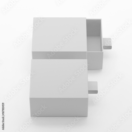 Elegant Sliding Box Mock-Up Template On Isolated White Background, 3D Illustration
