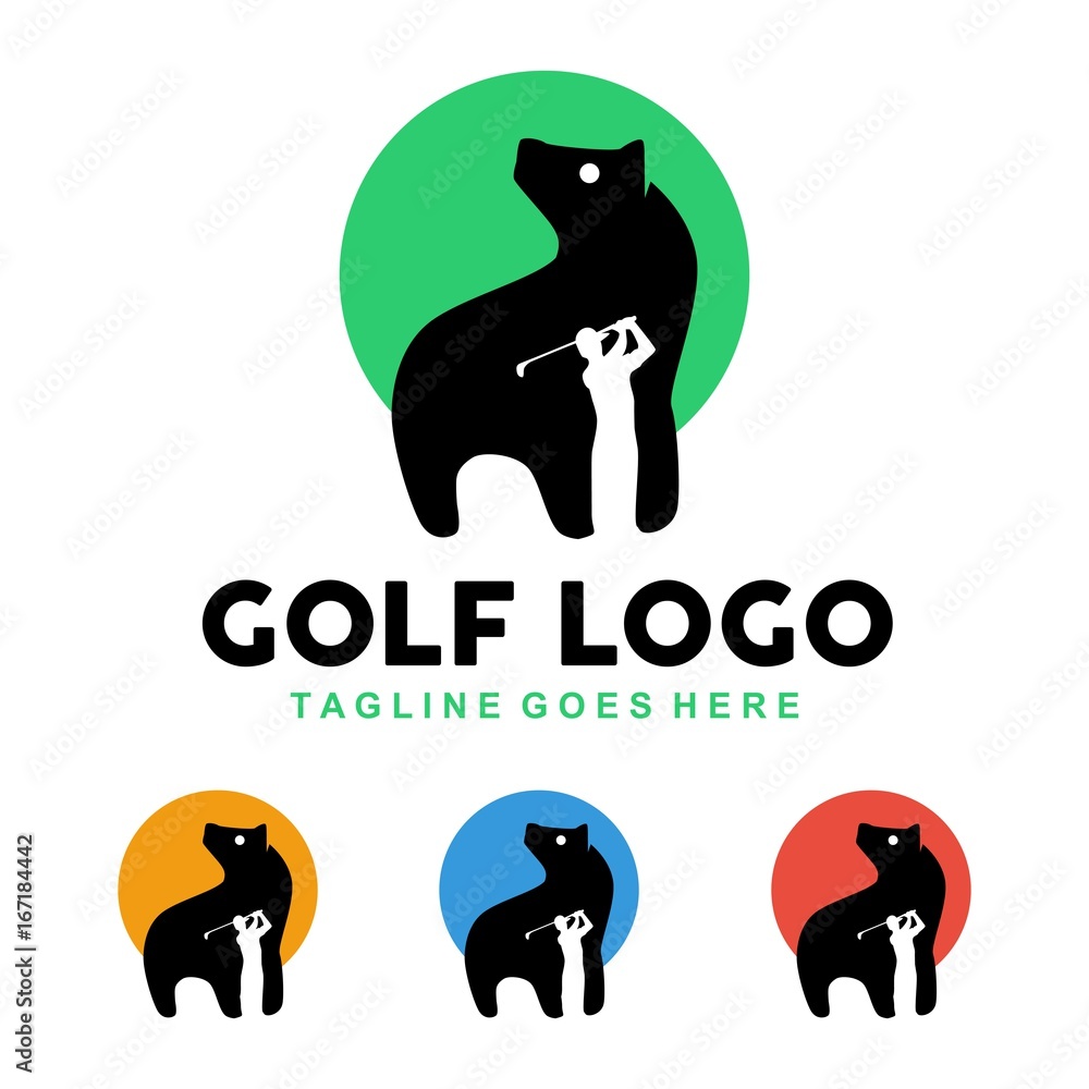 Obraz premium Unique golf logo with minimalist shapes and colors
