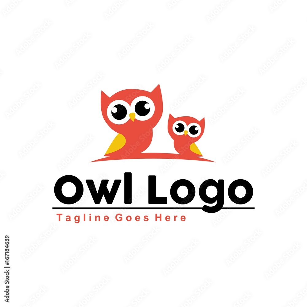 Fototapeta premium Unique owl logo with minimalist shapes and colors